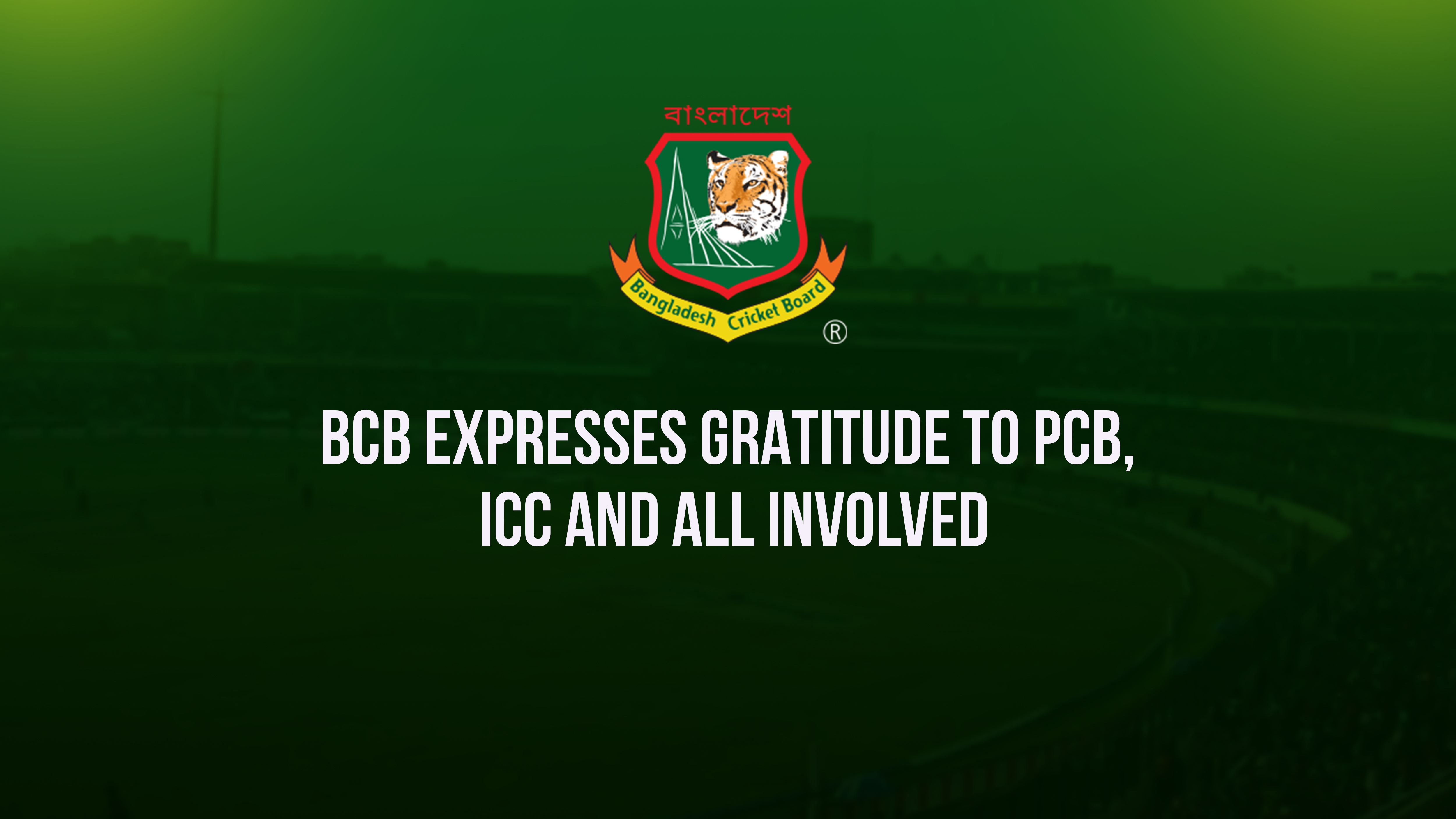 BCB Expresses Gratitude to PCB, ICC and all Involved